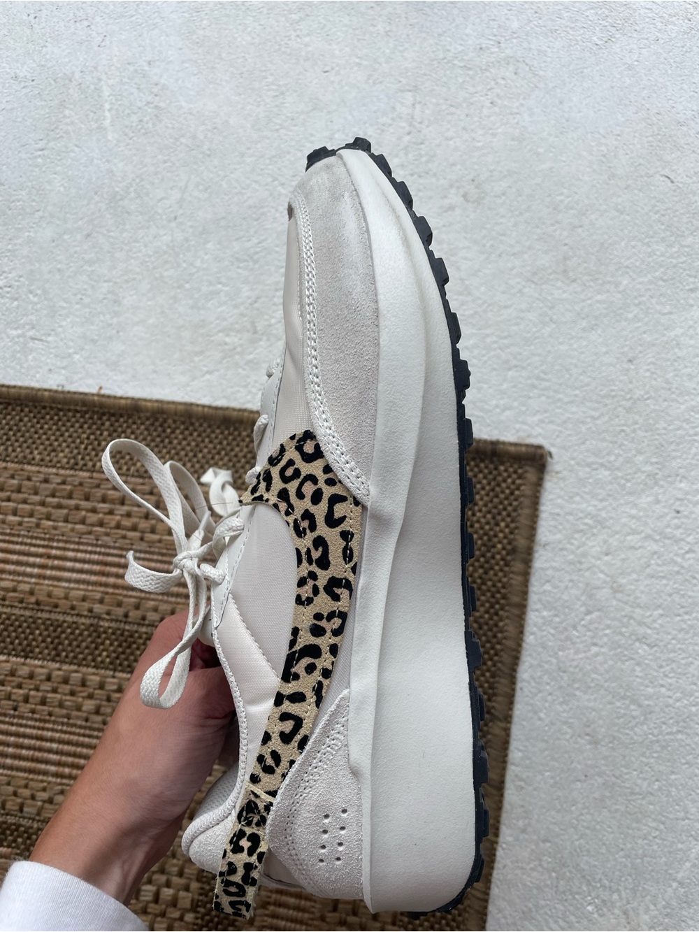 NIKE Cream Sneaker with Leopard Accent - Picture 3 of 8